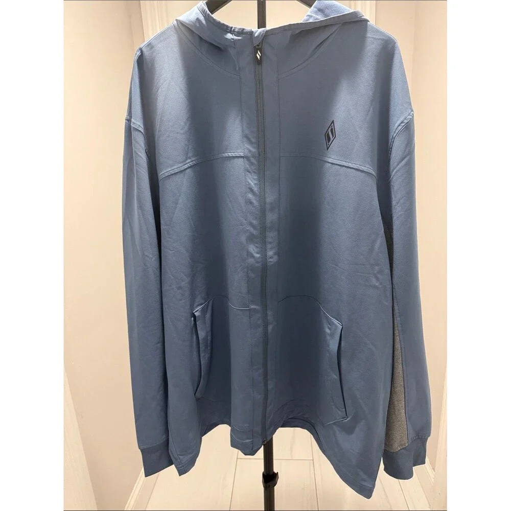 Skechers Men's Hooded Full-Zip Windbreaker in Dusty Blue